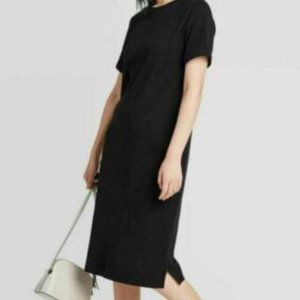 A New Day Short Sleeve T-Shirt Dress Black Size